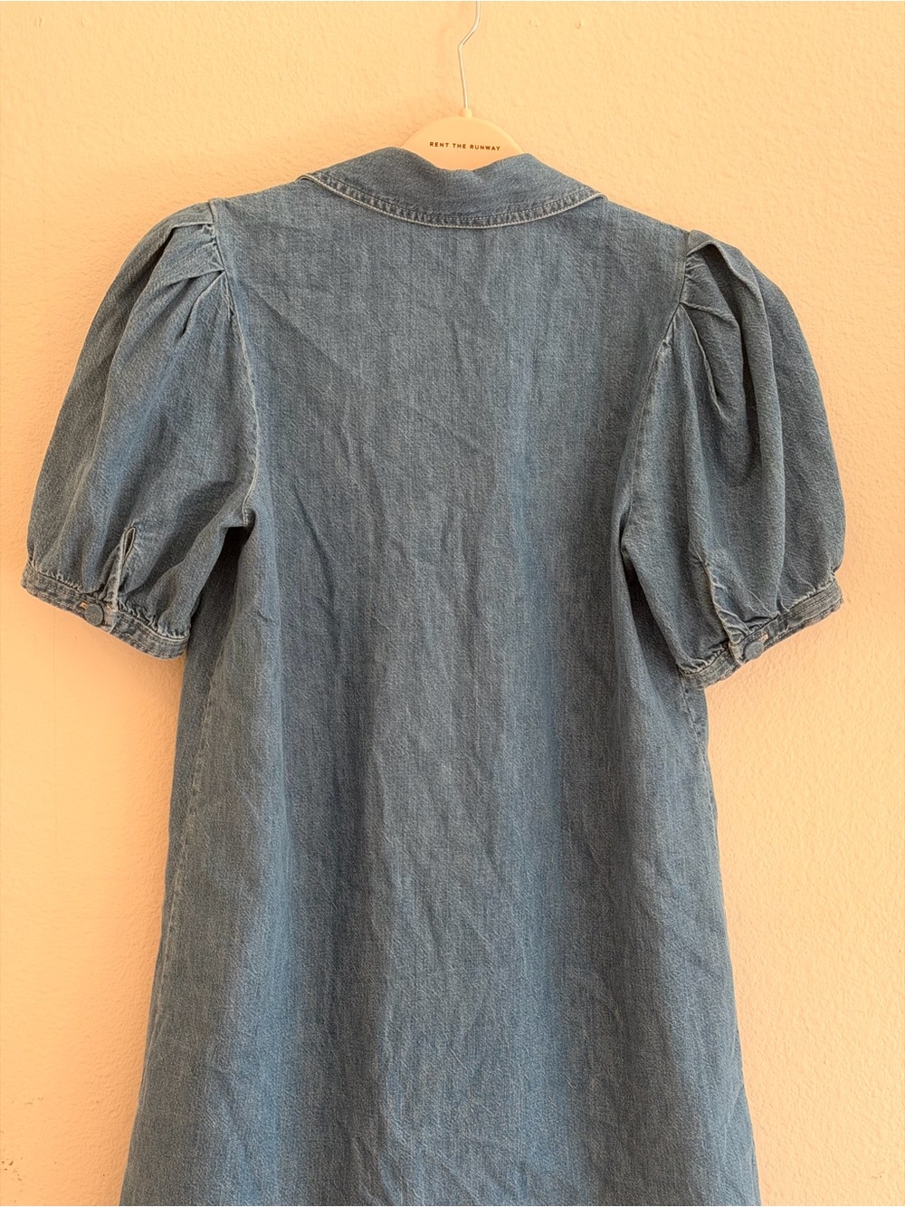 Frame Denim Blue Denim Button-Front Puff Sleeve Dress, Size Small - Picture 2 of 5